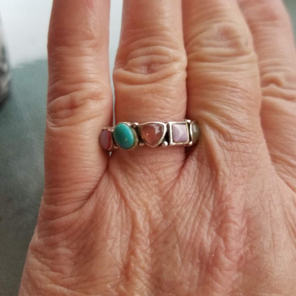 Sterling Silver Five Gemstone Ring - image 1